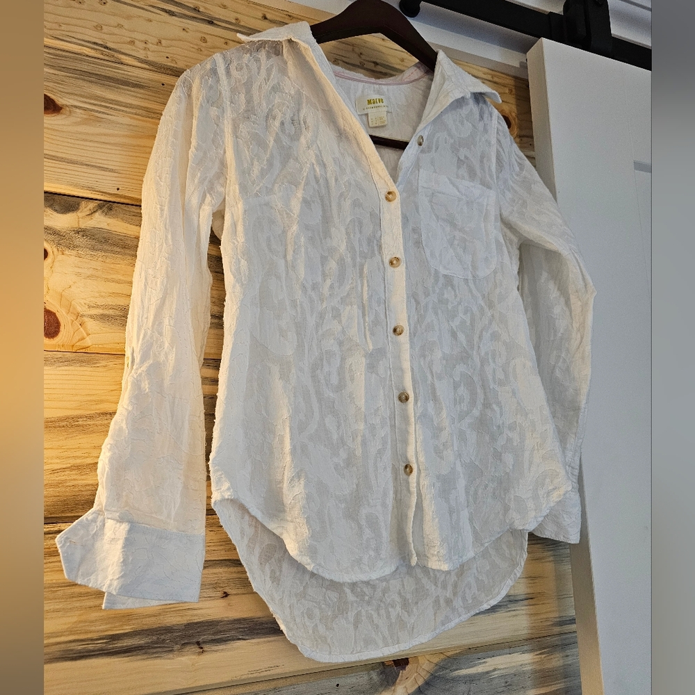 Maeve White Button Down Shirt
